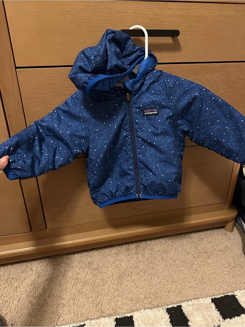 Patagonia Kids Navy Blue Star-Print Hooded Puffer Jacket